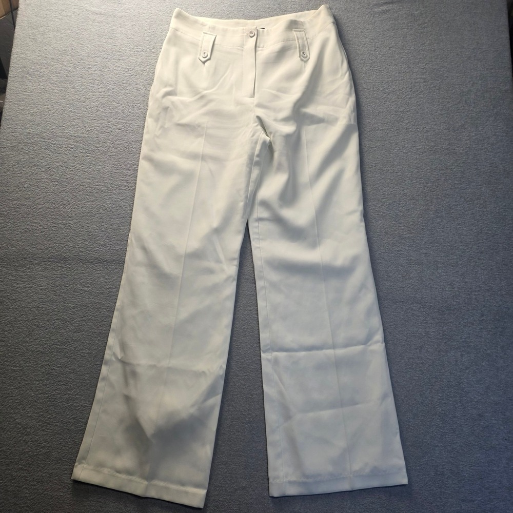 Chapter One Straight Leg Dress Pants Womens 10 White Trousers Career Fully Lined